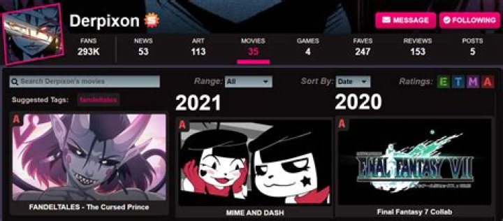 Derpixon video statistics